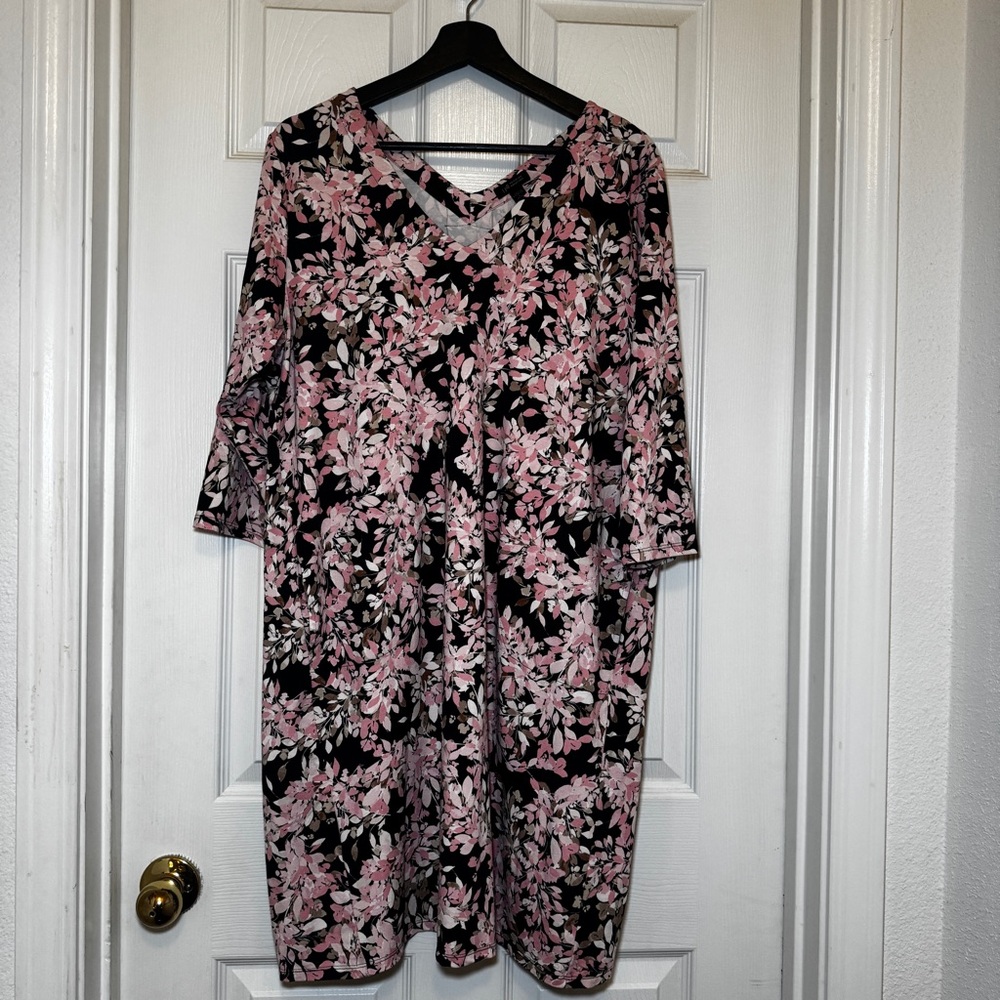 J. Jill Wherever Collection Women’s Petite Large Pink Black Floral Dress